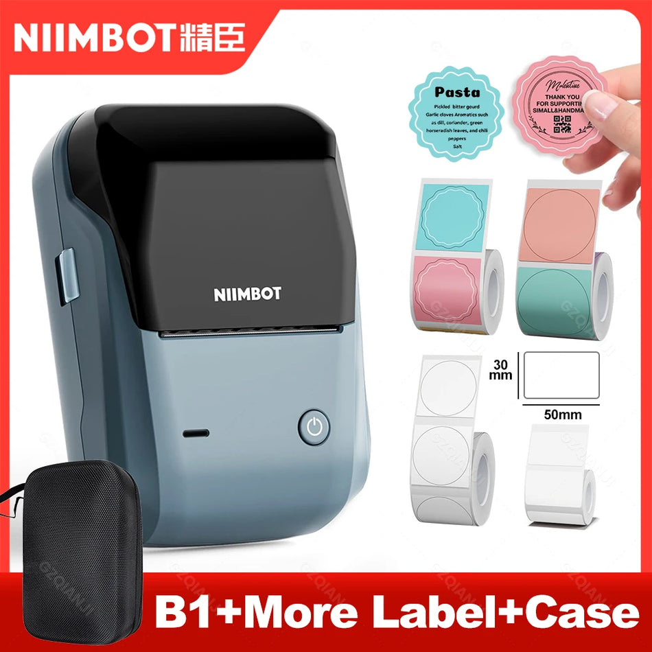 Niimbot B1 Mini etiķešu printeris, portatīvs Bluetooth termālais, apaļas UV uzlīmes