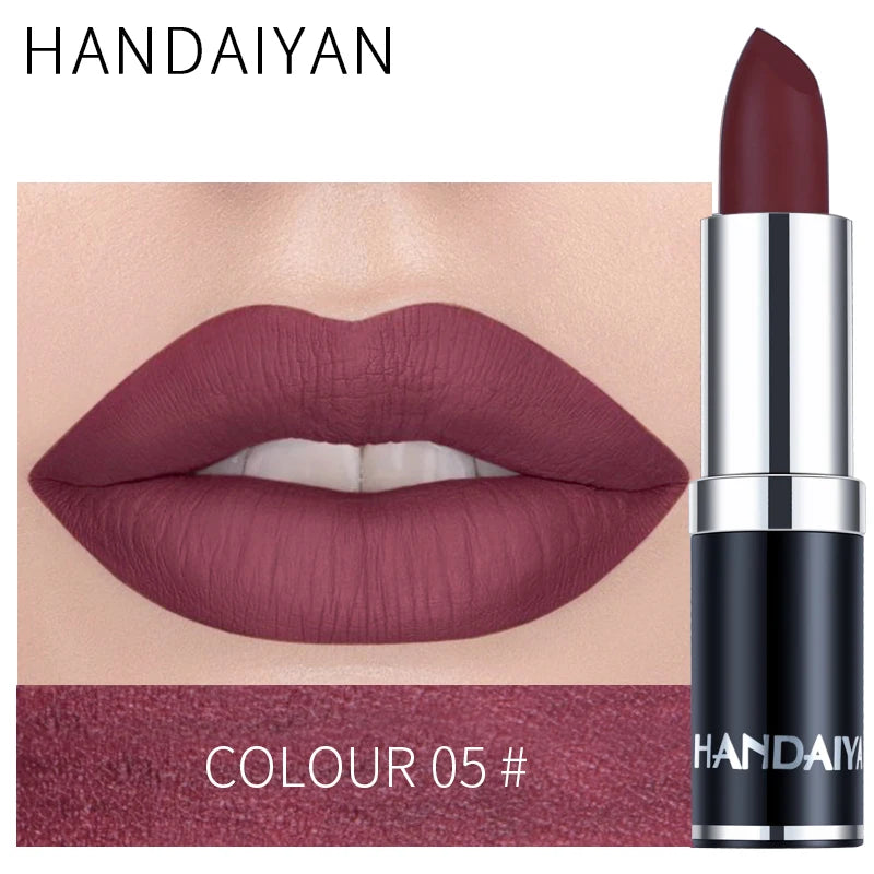 Handaiyan Velvet Smooth Matte Lipstick - Sexy Rose Purple - 12 Shades H1009-05 / Full Size