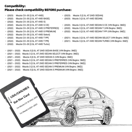 Mazda 3 CX-30 SD GPS Card 2023 North America &ndash; Latest Maps