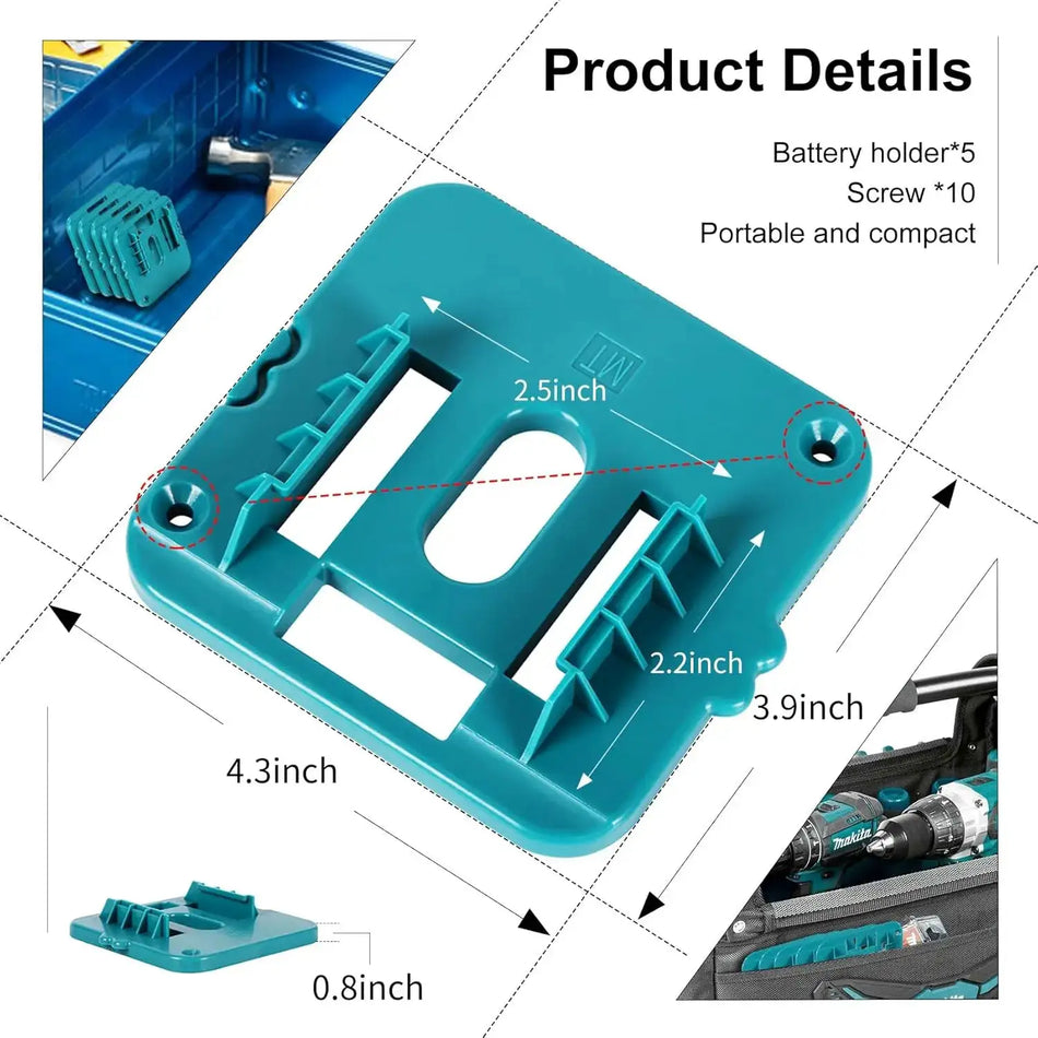 Makita Battery Storage Rack Click Fix Mount Bracket 18V 14.4V With Screws by InterCyprus Trading Ltd