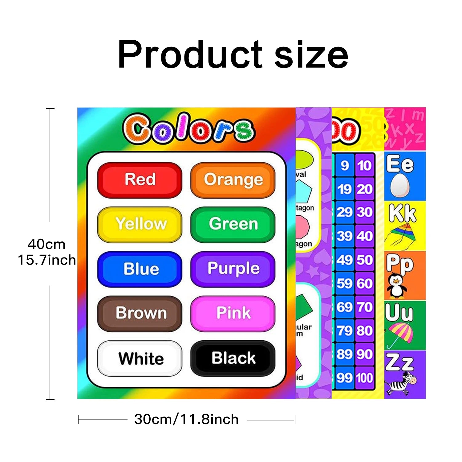 4Pc Kids Learning Posters ABC Numbers Shapes &ndash; Laminated
