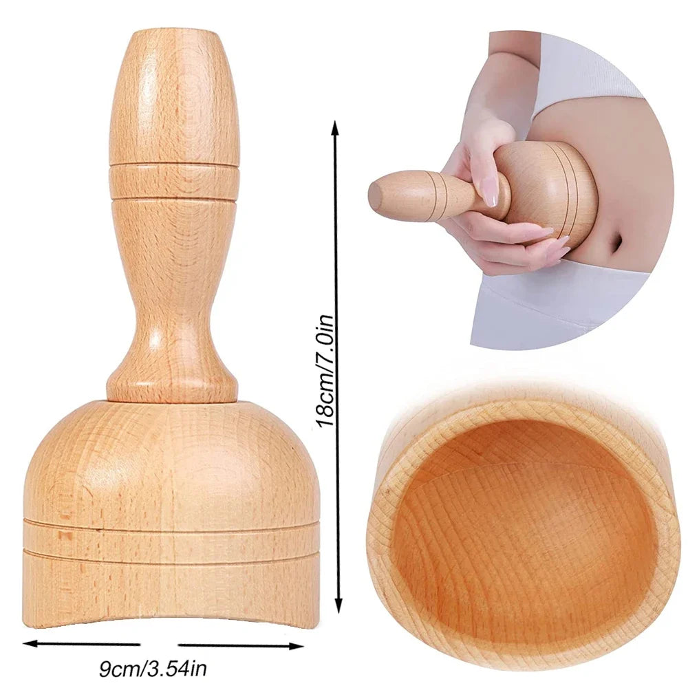 Wooden Therapy Cup with Roller &ndash; Natural Body Shaping Massage Tool 2