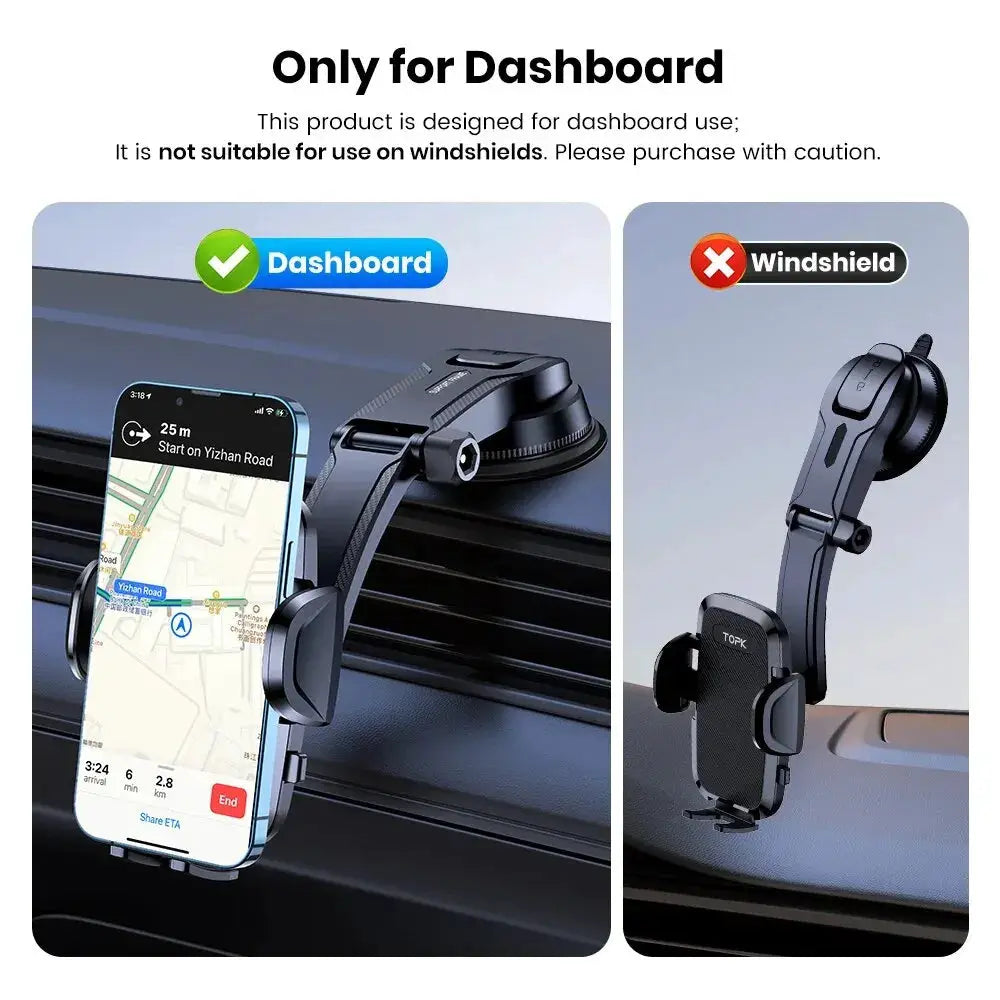 TOPK Car Phone Holder Mount 2-IN-1 Handsfree Stand Phone Holder for Dashboard & Air Vent Compatible with iPhone Samsung Android by InterCyprus Trading Ltd