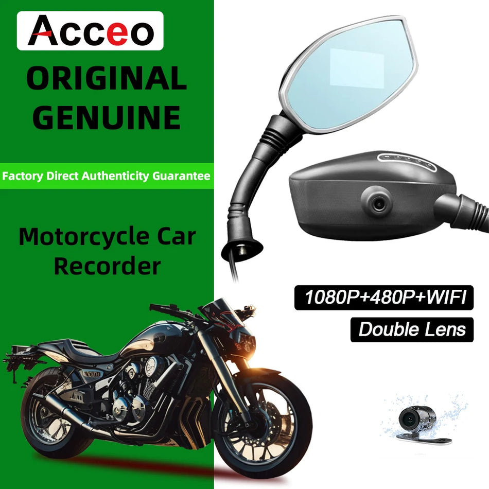 Acceo P9 1080P Motorcycle Dashcam - Dual Lens WiFi HD