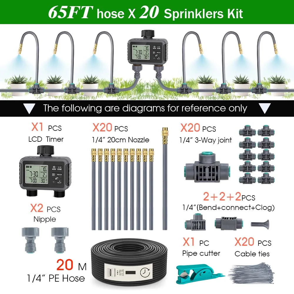 Dual Zone Smart LCD Garden Watering Timer &ndash; Rain Delay Ready B-20m kit