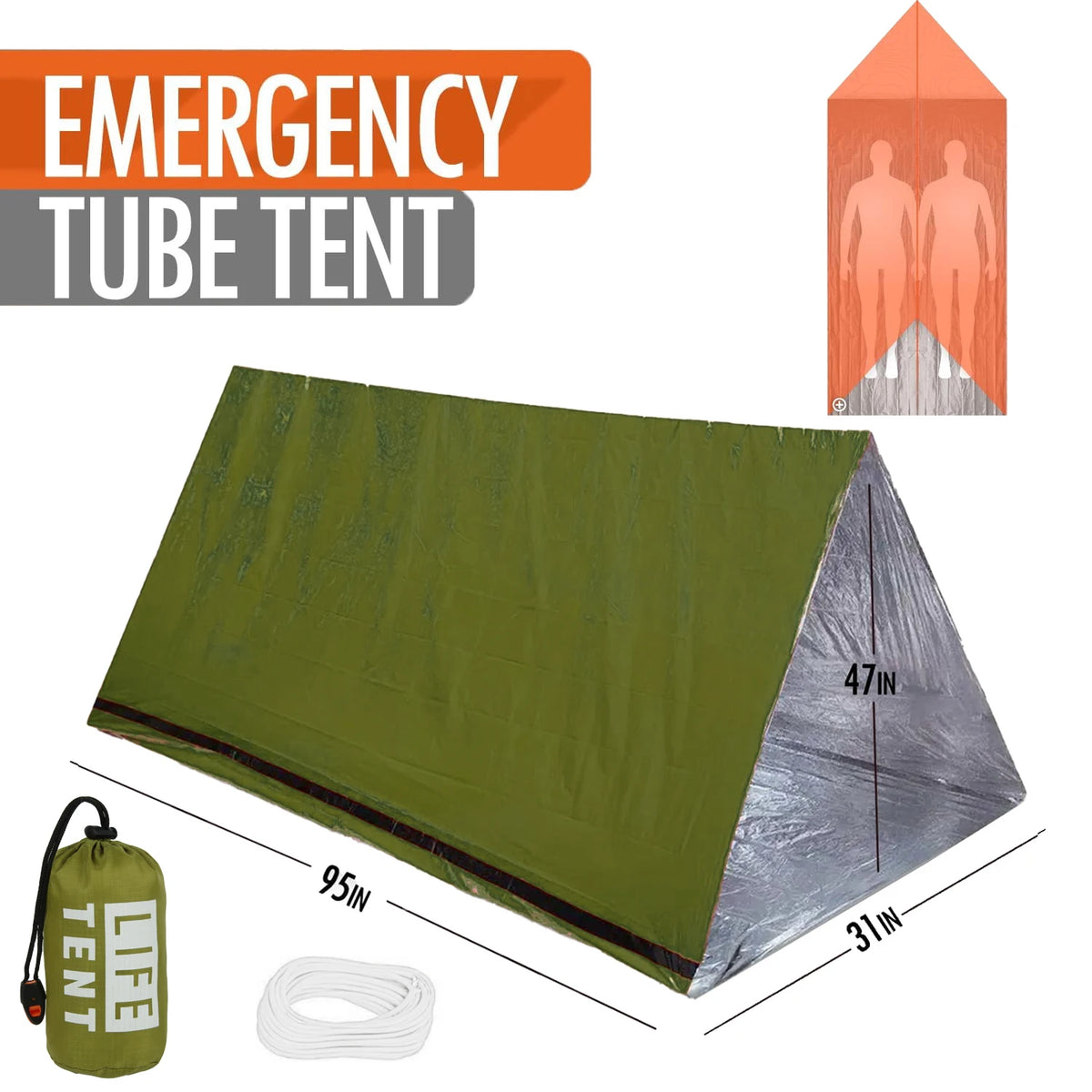 Sanke Rescue 2-Person Waterproof Emergency Survival Tent Green suit