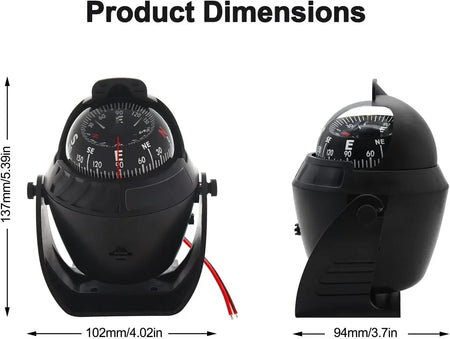 Boat Compass Flush Mount &ndash; Pivoting Light With Night Glow