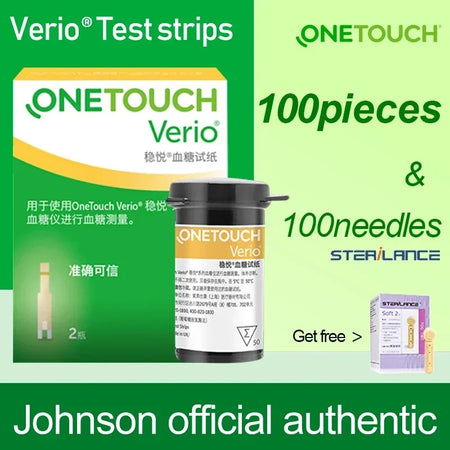 25 50 100Pcs Onetouch Verio Test Strips - Accurate Readings 100 strips-lancets