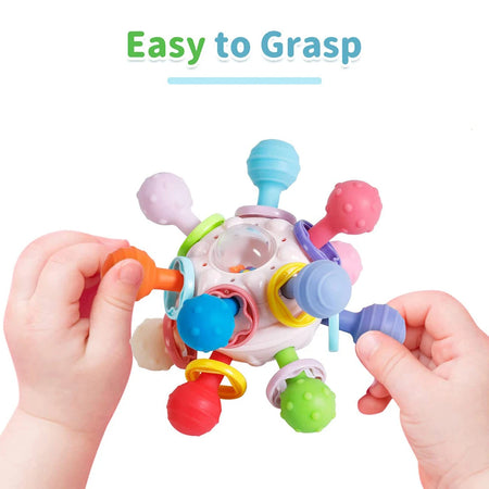 Bright Silicone Sensory Rattle Ball for Baby Development 0-12 Months
