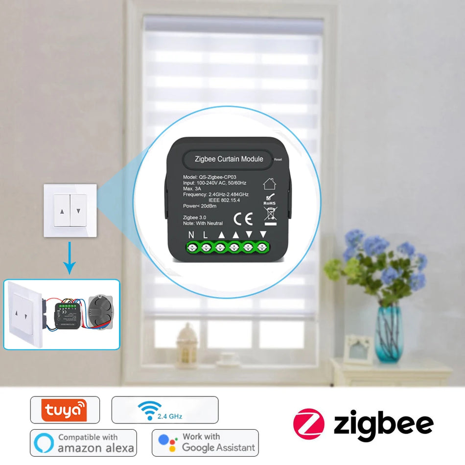 ZigBee Διακόπτης Κουρτίνας Μονάδα Για Ρολό Σκίασης Με Χρονοδιακόπτη