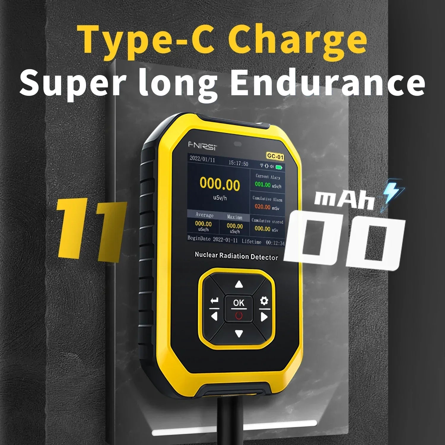 FNIRSI GC01 Geiger Counter &ndash; Accurate Nuclear Radiation Detection and Ionization Function