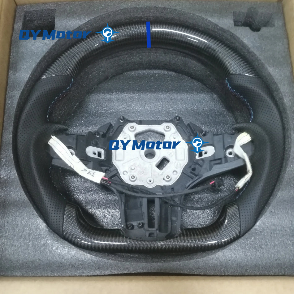 BMW M3 G80 Steering Wheel with Real Carbon Fiber and Perforated Leather