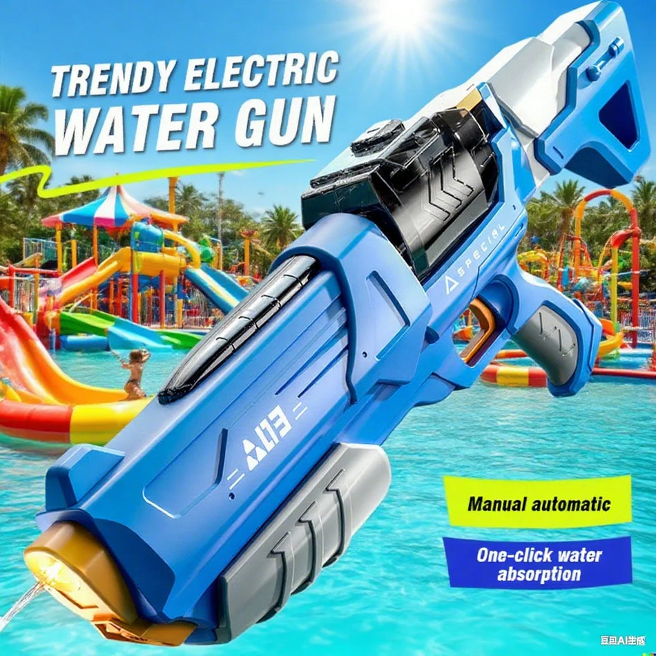 Electric Water Gun with LED Light, Large Capacity Pistol for Kids Outdoor Fun