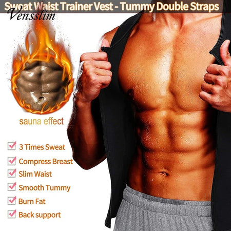 Vensslim Men Waist Trainer Vest &ndash; Sauna Sweat Compression