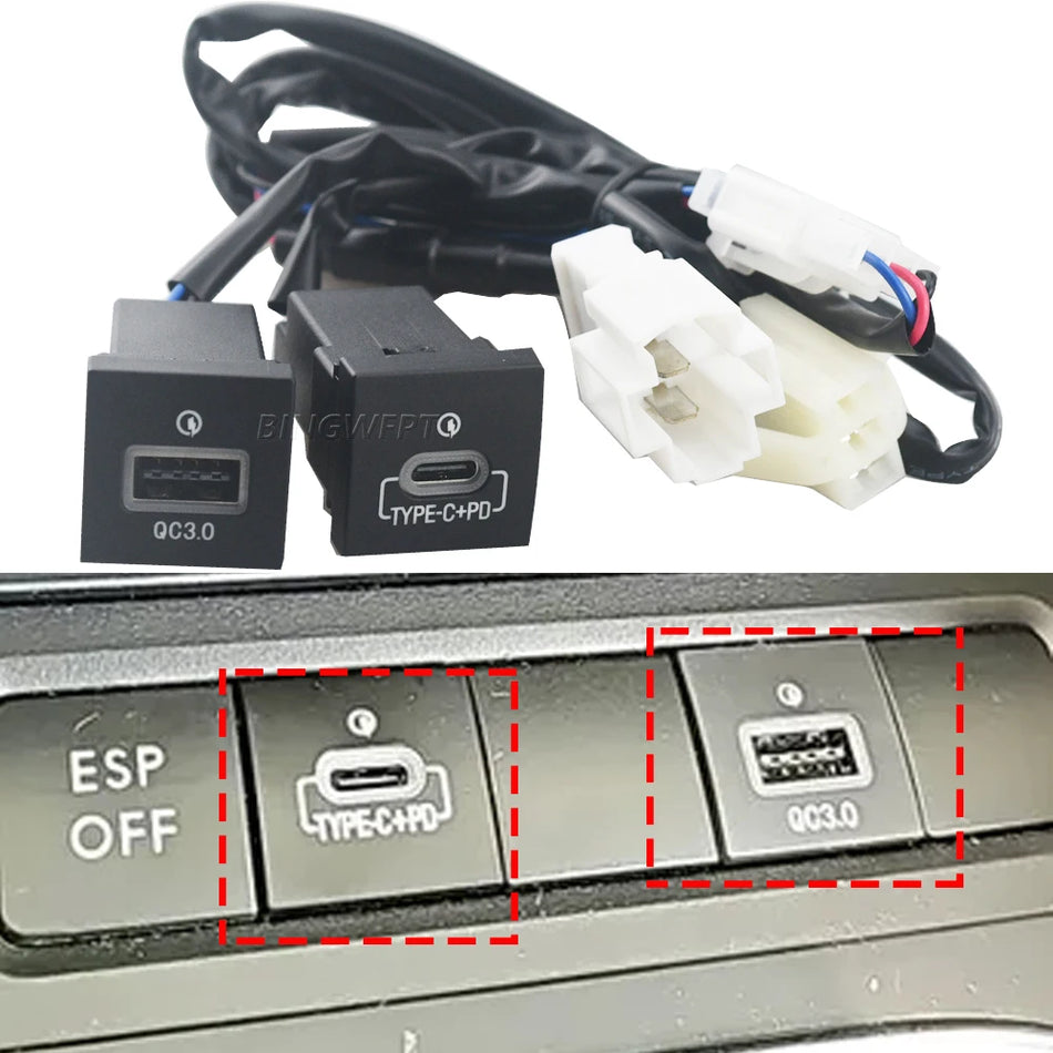 Tomada de Carregador de Carro USB QC3.0 PD para VW Golf 6, Jetta 5, MK5 Scirocco 06-12