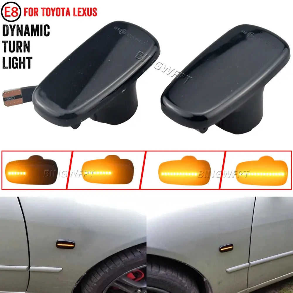 For Toyota Prius Kluger Wish Land Cruiser 200 Prado 120 RAV4 Altezza Lexus IS300 Dynamic Led Side Marker Lights Turn Signal Lamp by InterCyprus Trading Ltd
