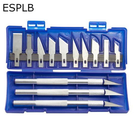 ESPLB 13-Piece Metal Scalpel Knife Set with Carving Handles and Blades Set 1 / CHINA