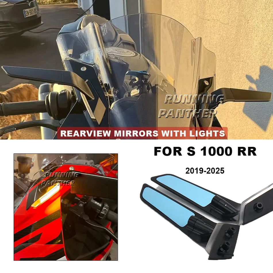 Motosikla sānu spogulis ar LED pagrieziena signāliem BMW S1000RR
