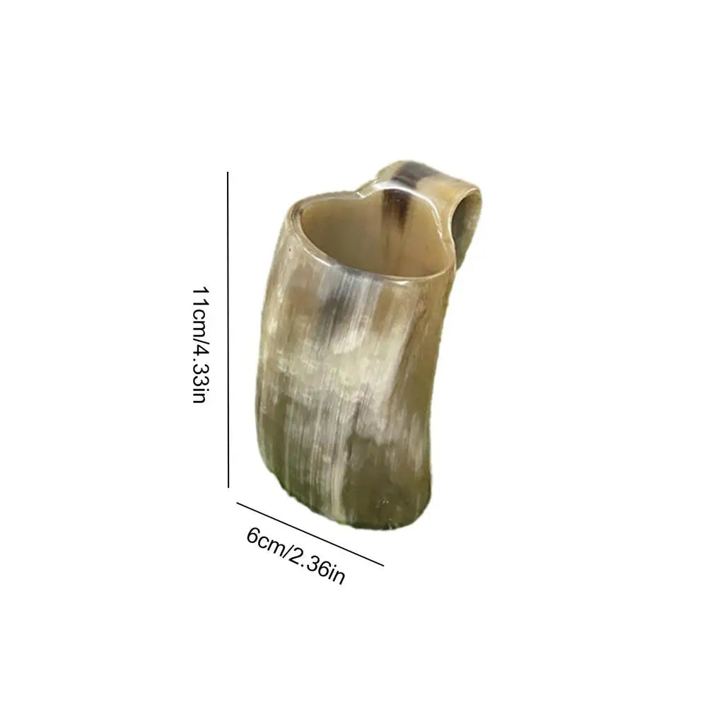 1Pc Handmade Ox Horn Mug - Rustic Whiskey Shot Glass Random Color / CHINA / 330ml