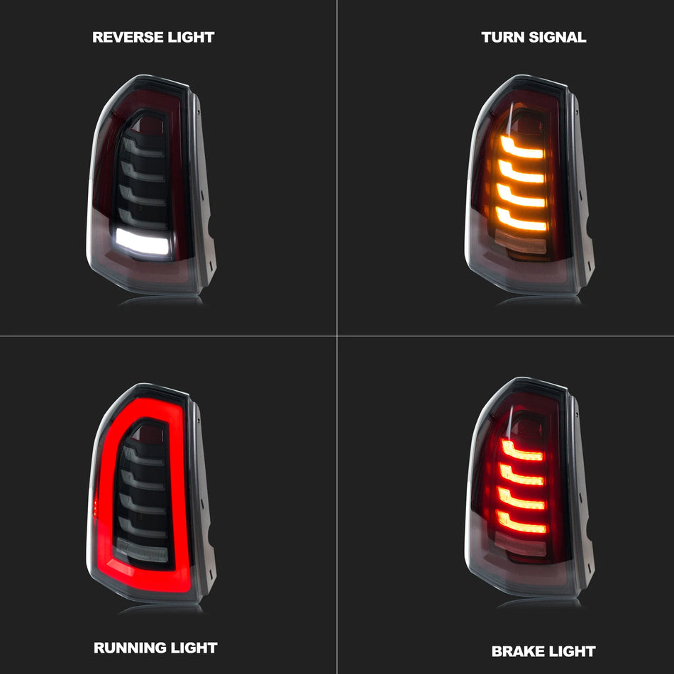 Chrysler 300 2011 a 2014 Luci posteriori a LED Animazione dinamica Freccia sequenziale Nera Assemblaggio fanali posteriori