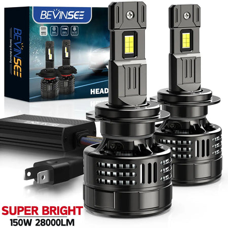 Bevinsee V55 28000LM LED Headlight Bulbs H4 H7 H11 12V 9005/HB3 / China