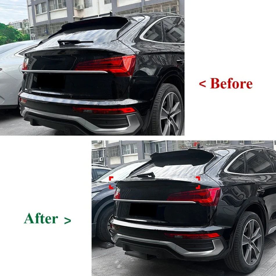 Spoilerių rinkinys Audi Q5 FY S Line galiniams, viduriniams ir viršutiniams sparnams, ABS konstrukcija, galinių aerodinamikos atnaujinimas