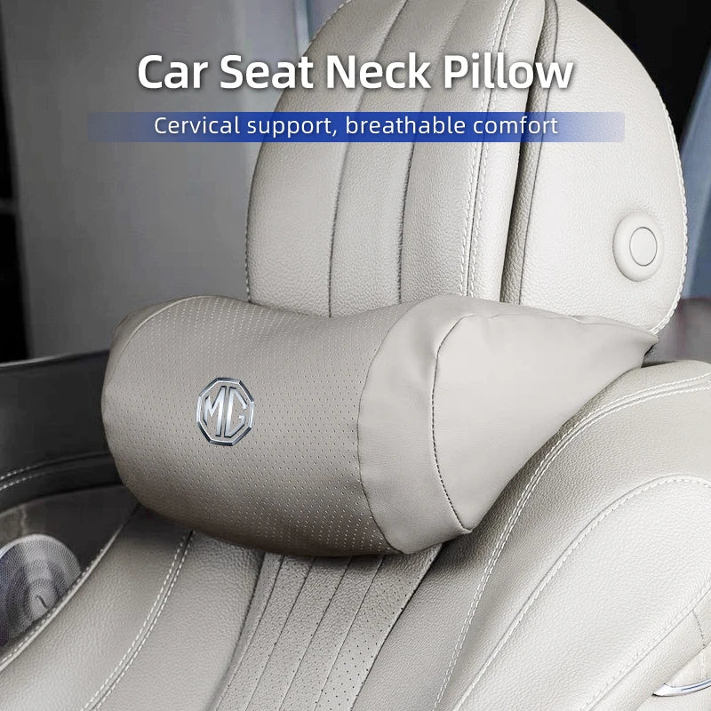 Breathable Leather Neck Support Car Headrest Pillow for Morris Garages MG Models - MG 6, 3, 5, 7, TF, ZR, ZS, HS, GS, GT, Hector, RX5