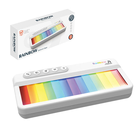 Rainbow Flashing Piano Toy &ndash; Educational Fun with 5 Instruments white with box