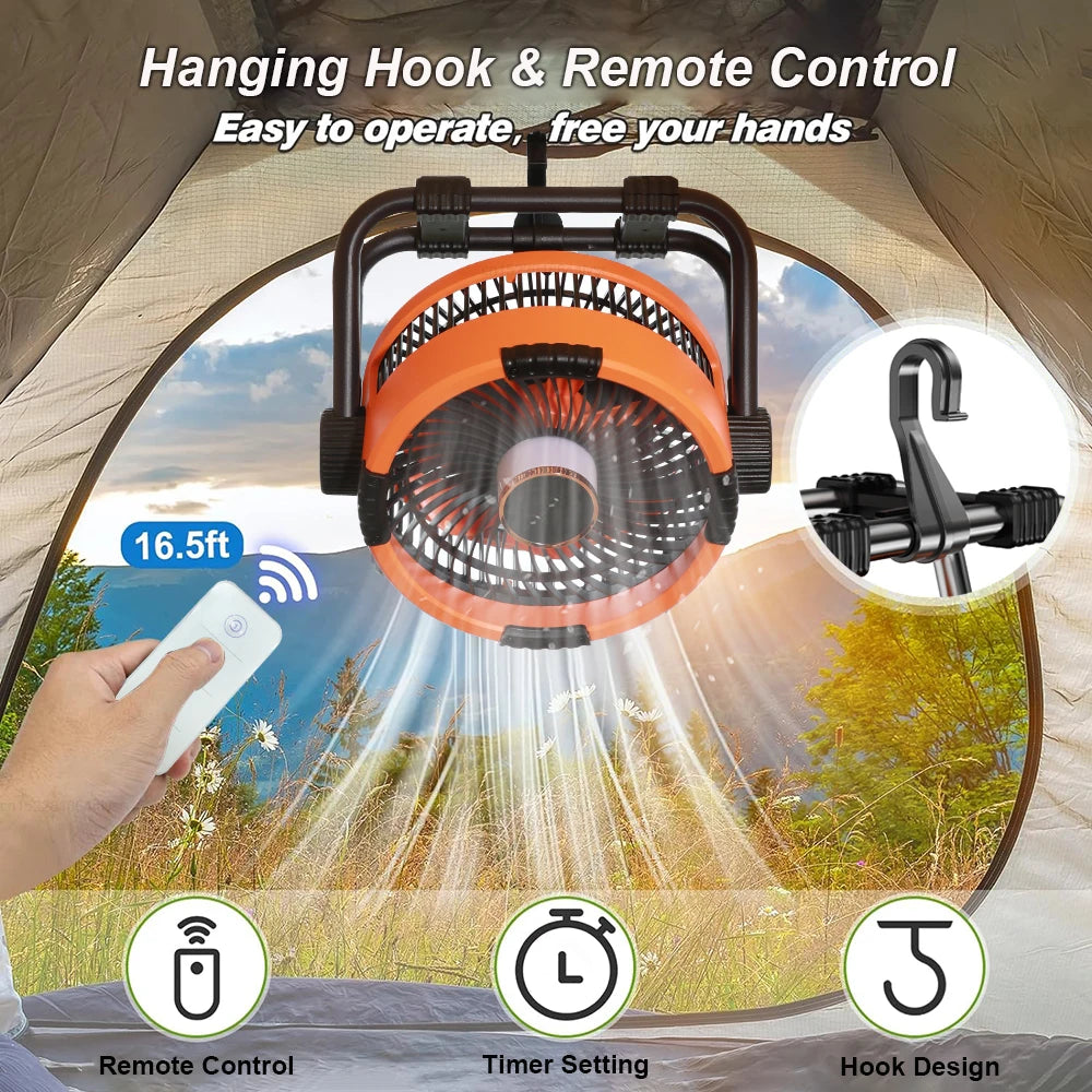 Camping Fan 20000mAh &ndash; Rechargeable With Hook Light