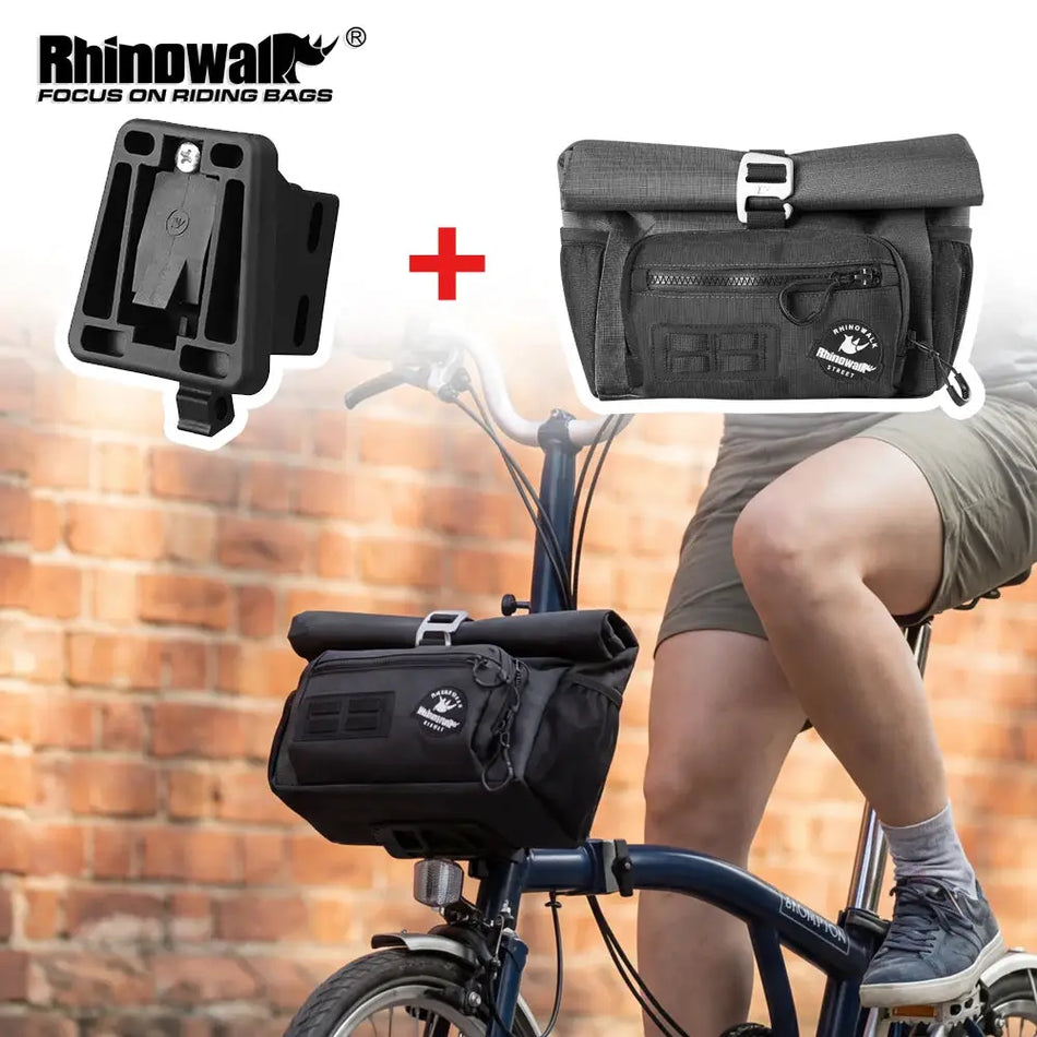 Rhinowalk Bike Front Basket Set With Free Adapter Block Bicycle Handlebar Storage Bag for Brompton Dahon Folding Bike Urban by InterCyprus Trading Ltd