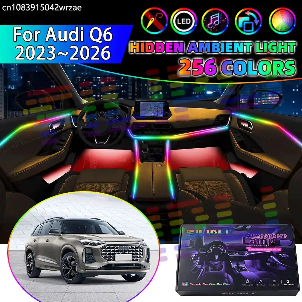 For Audi Q7 2016~2026 4M MK2 2th RGB Car Interior Ambient Lights Strips Breathing Lighting Kit App Control LED strips Auto Parts by InterCyprus Trading Ltd