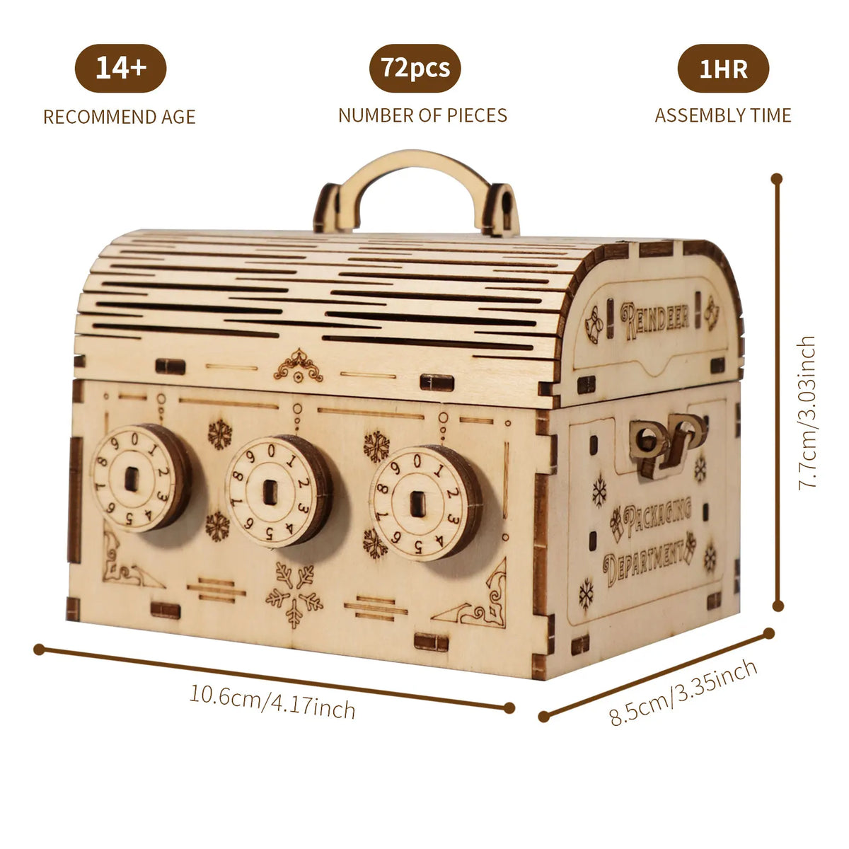 3D Wooden Puzzle DIY Treasure Box Model Kits &ndash; Brain Teaser