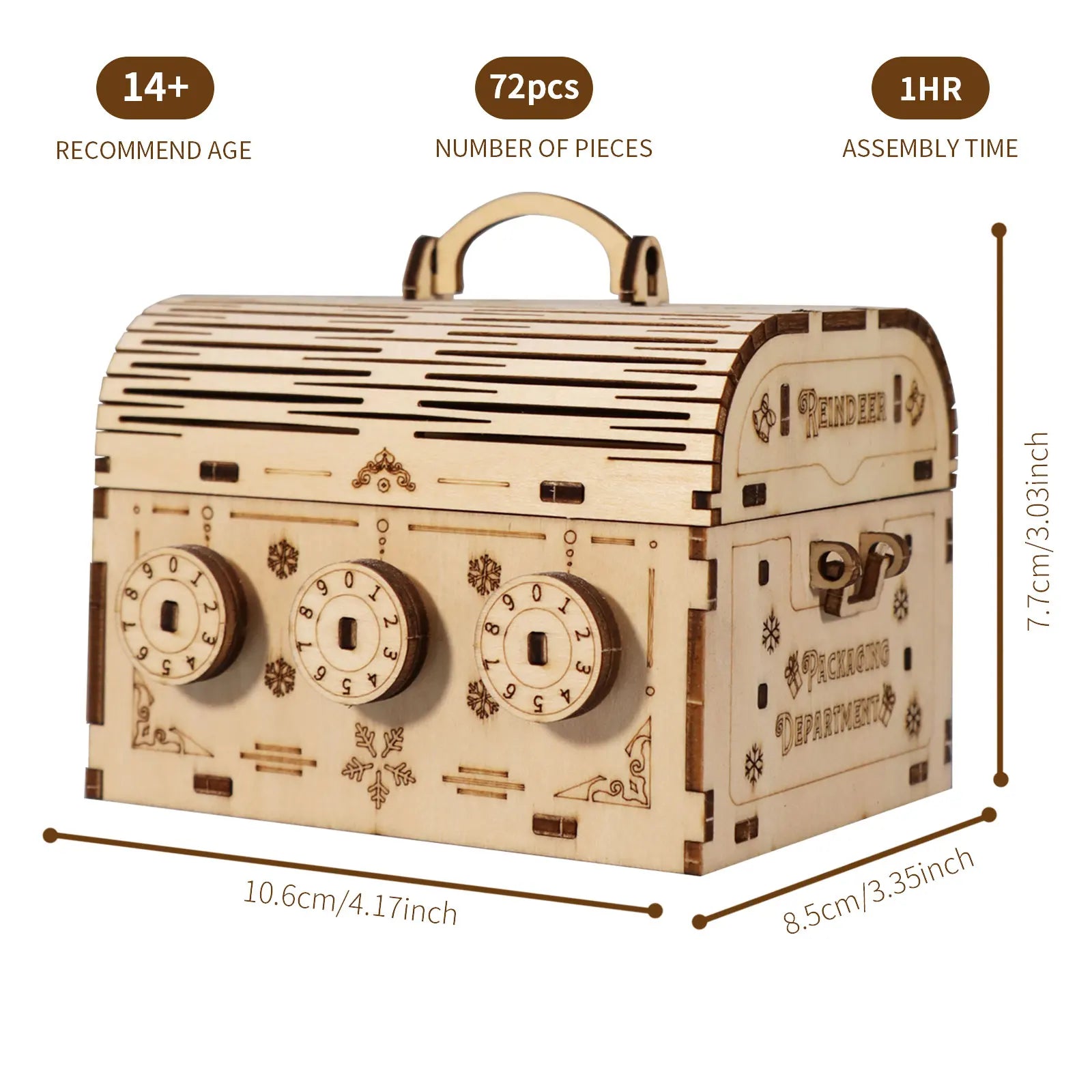 3D Wooden Puzzle DIY Treasure Box Model Kits &ndash; Brain Teaser