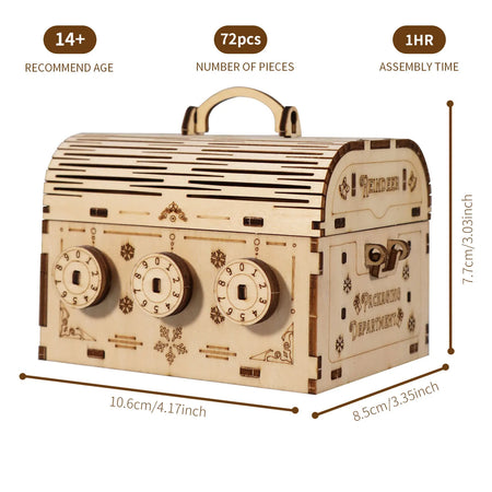 3D Wooden Puzzle DIY Treasure Box Model Kits &ndash; Brain Teaser