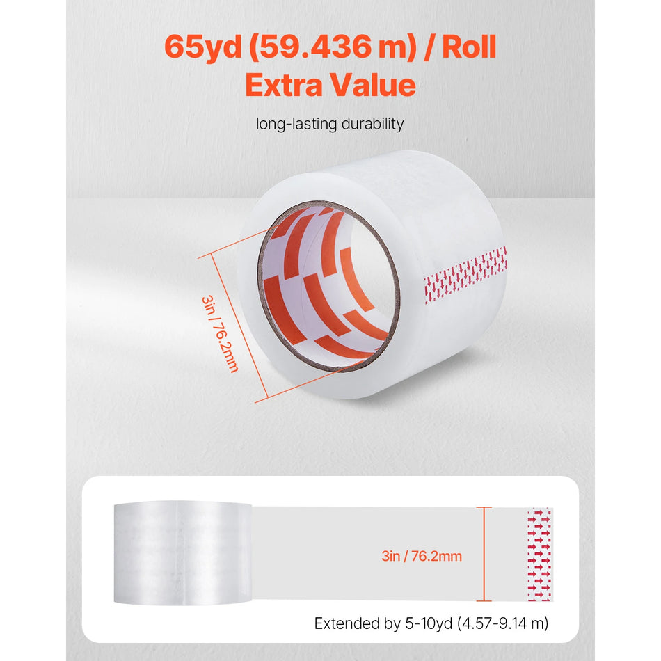 6/24 Rullar 7.6cm 70m Klar Tejp – Hög Viskositet