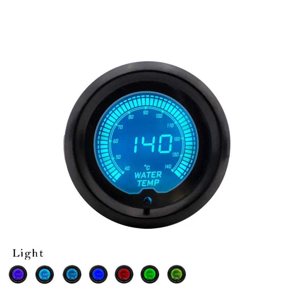 52mm Evo Water Temp Gauge With Sensor, 7-Color LCD, 40-140 Celsius