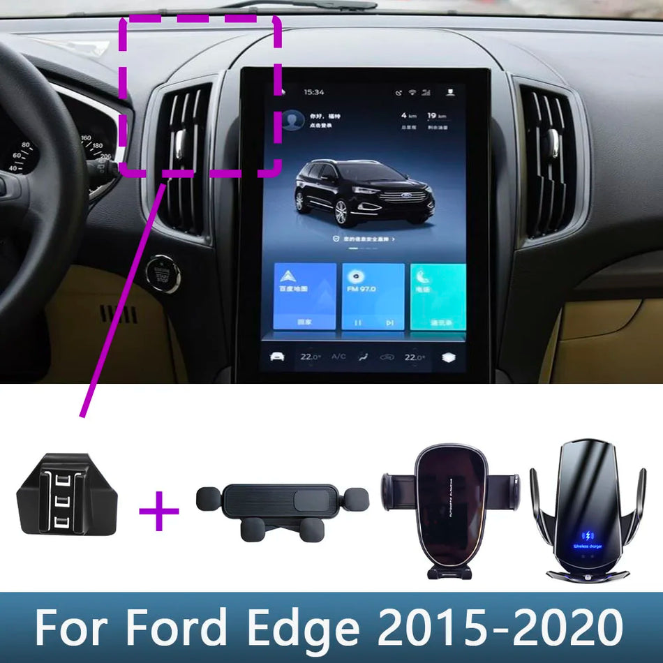 Ford Edge Trådlös Laddning Bil Telefonhållare Med Fast Bas