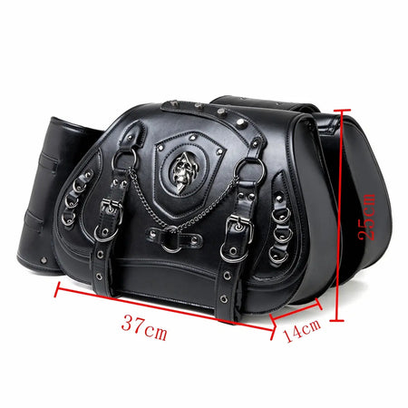 2Pcs Universal Motorcycle Retro Tool Bag PU Leather Saddlebag Motorcycle Saddlebag Side Bag Punk Style Moto Bag Multifunctional by InterCyprus Trading Ltd