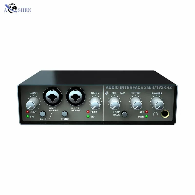 2-Channel USB Audio Interface Sound Card black