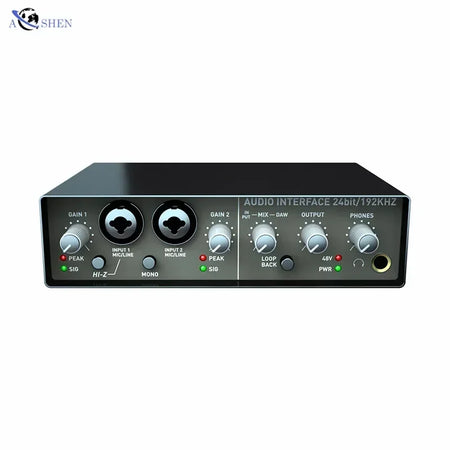 2-Channel USB Audio Interface Sound Card black