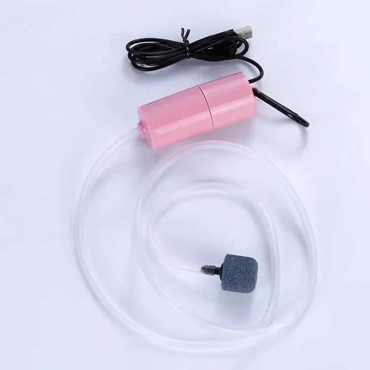 Aquarium Oxygen Air Pump USB Silent &ndash; Compact USB Powered Pink