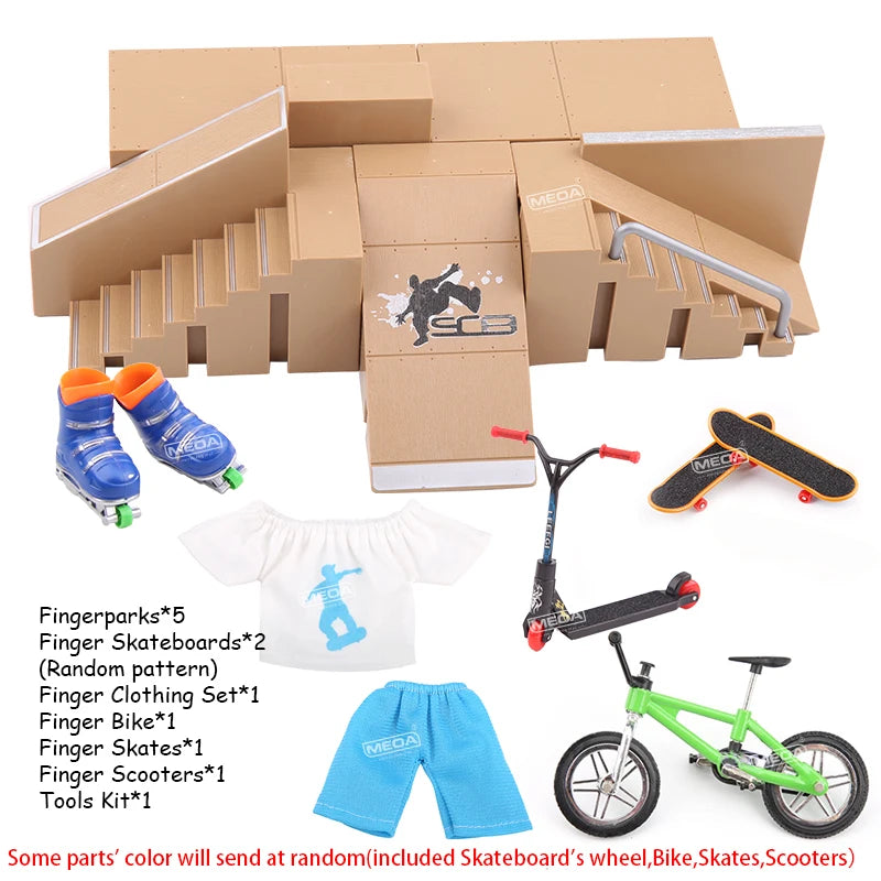 MEOACE Finger Skateboard Ramp Set &ndash; Fun Mini Skatepark Kit C 12in1