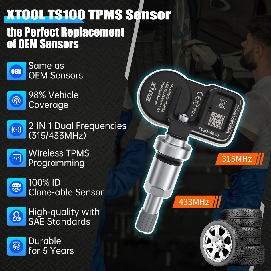 4er Pack XTOOL TS100PRO TPMS-Sensoren, Universal 315/433MHz, programmierbar