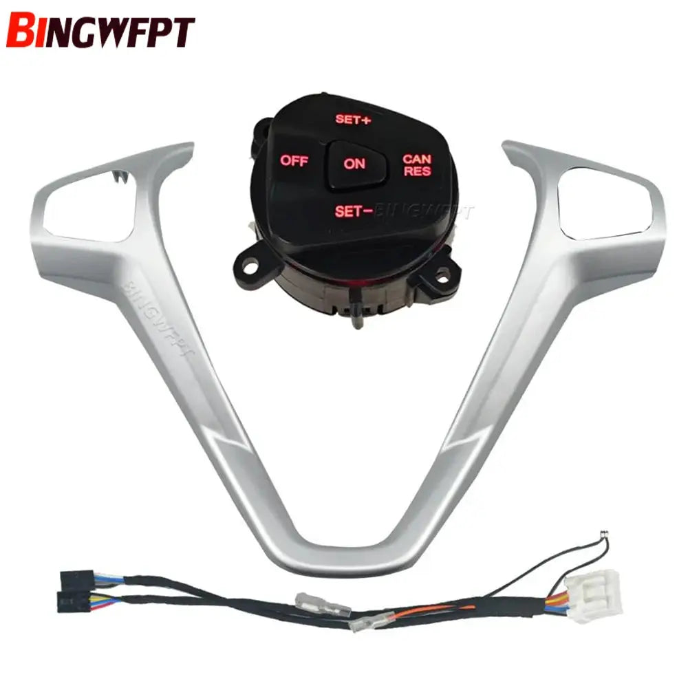 Car Frame Panel Steering Wheel Cover +Cruise Control Buttons + Wire For Ford Fiesta MK7 MK8 Ecosport 2013-2015 by InterCyprus Trading Ltd