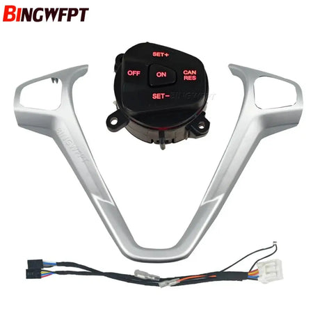 Car Frame Panel Steering Wheel Cover +Cruise Control Buttons + Wire For Ford Fiesta MK7 MK8 Ecosport 2013-2015 by InterCyprus Trading Ltd