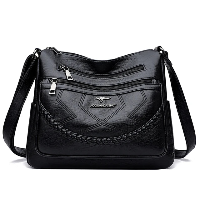 Soft PU Leather Designer Shoulder &amp; Crossbody Bag for Women Black