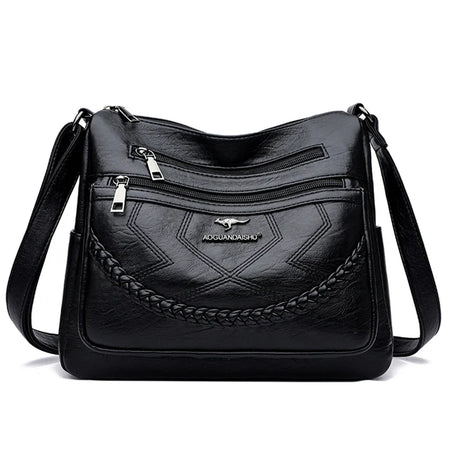 Soft PU Leather Designer Shoulder &amp; Crossbody Bag for Women Black