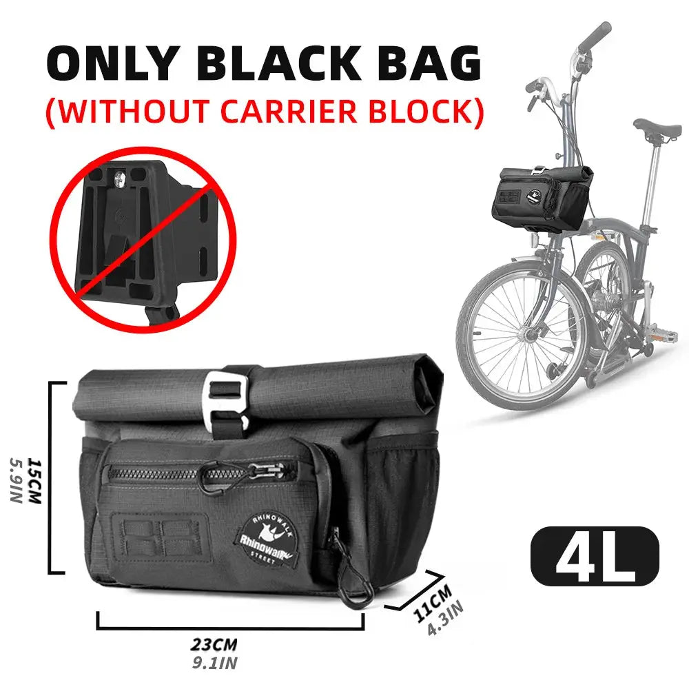Rhinowalk Bike Front Basket Set With Free Adapter Block Bicycle Handlebar Storage Bag for Brompton Dahon Folding Bike Urban by InterCyprus Trading Ltd