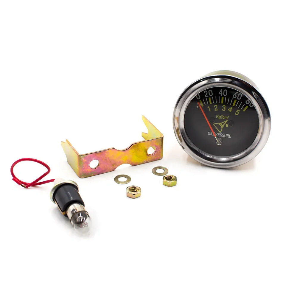 52mm Mechaninis Alyvos Slėgio Matuoklis 0-80 PSI Automobiliams, Sunkvežimiams, Metalinis Ciferblatas