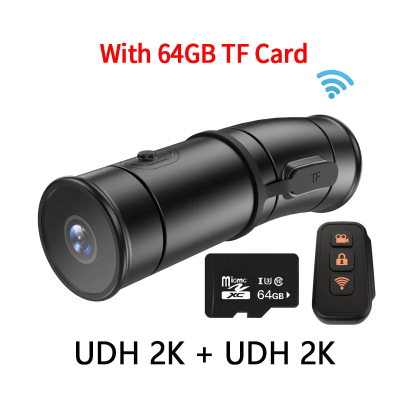 2K Helmet Camera WiFi Dual UHD &ndash; Waterproof Action Cam with Electronic Image Stabilization With 64GB TF card